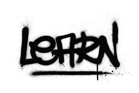 Graffiti learn word sprayed in black over white Stock Illustration