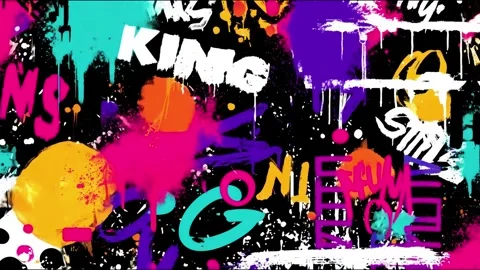 Graffiti Letter Collage Background With Neon Text and Paint Splashes 스톡 동영상 315513692