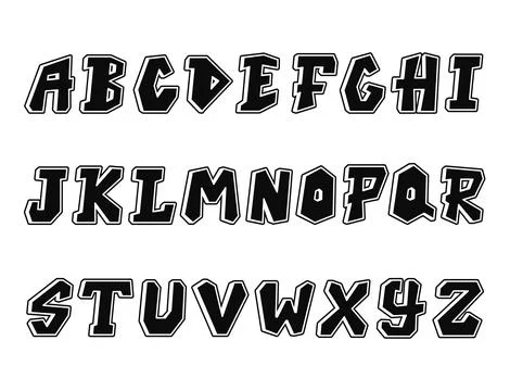 Graffiti letters font.Vector hand drawn line cartoon illustration. Graffiti Stock Illustration
