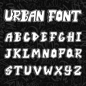 Graffiti letters font.Vector hand drawn line cartoon illustration. Graffiti Stock Illustration