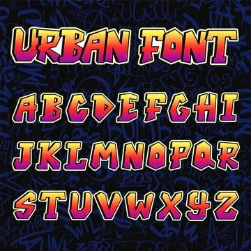 Graffiti letters font.Vector hand drawn line cartoon illustration. Graffiti Stock Illustration