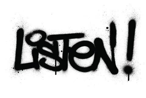 Graffiti listen word sprayed in black over white Stock-Illustration