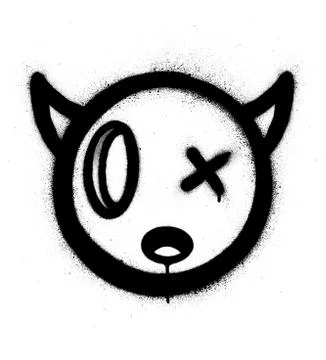 Graffiti little devil icon sprayed in black over white Stock Illustration