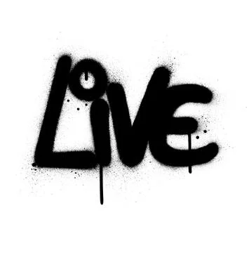 Graffiti live word sprayed in black over white Stock Illustration