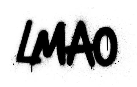 Graffiti LMAO abbreviation sprayed in black over white Stock-Illustration
