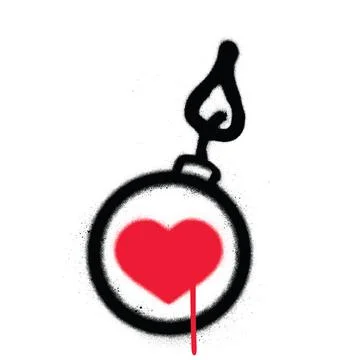 Graffiti love bomb sprayed over white Stock Illustration