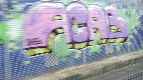 Graffiti Madrid Train Tracks Madrid Spain Stock Footage 140532953