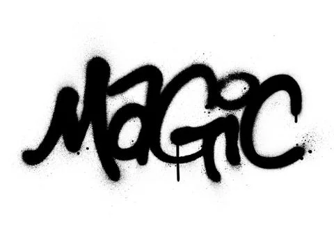 Graffiti magic word sprayed in black over white Stock Illustration