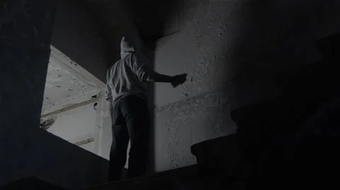 Graffiti Man Drawing a Crying Sad Face Depression Concept Stock Footage 44902295