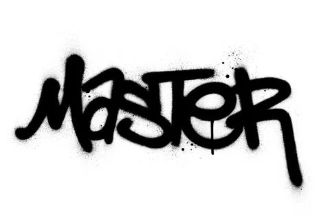 Graffiti master word sprayed in black over white Illustrazione stock
