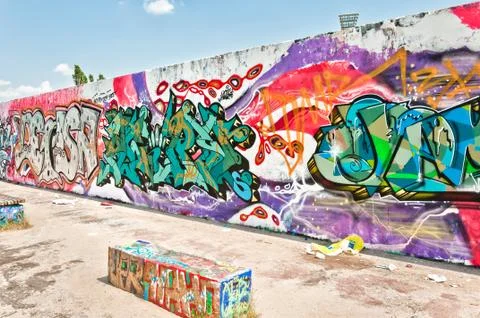 Graffiti on Mauerpark wall in Berlin Stock Photos