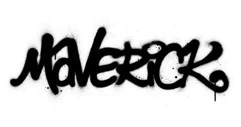 Graffiti maverick word sprayed in black over white Stock Illustration