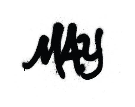 Graffiti may word sprayed in black over white Ilustração Stock