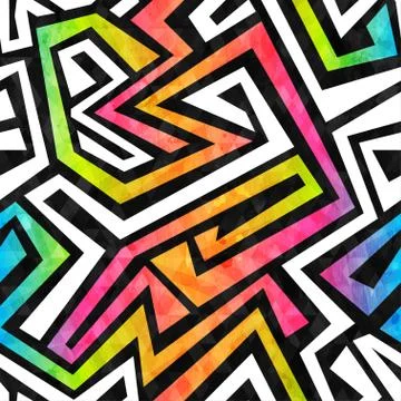 Graffiti maze seamless pattern with grunge effect Stock Illustration