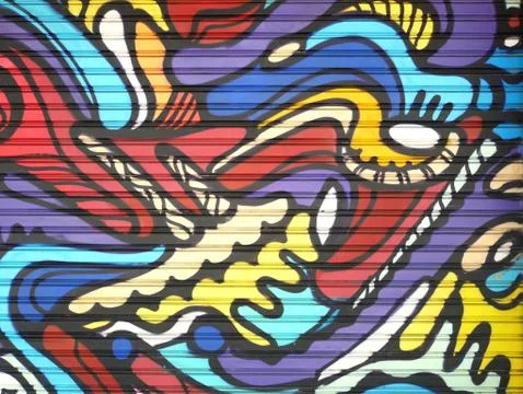 Graffiti on metal gate background Stock Photos