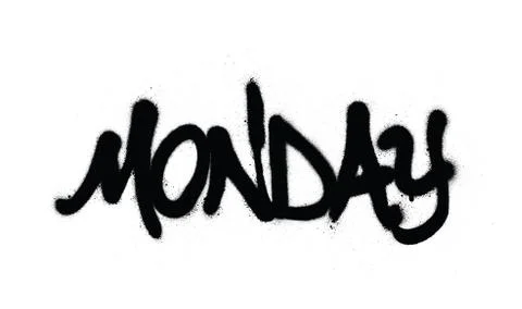 Graffiti monday word sprayed in black over white Stock Illustration