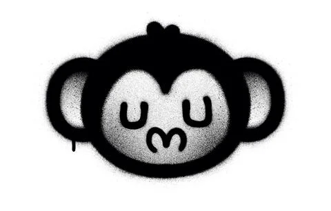 Graffiti monkey sprayed in black over white Stock Illustration