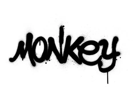 Graffiti monkey word sprayed in black over white Stock Illustration