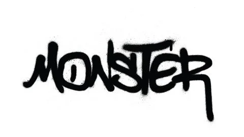 Graffiti monster word sprayed in black over white Stock-Illustration