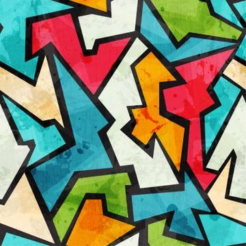 Graffiti mosaic seamless pattern with grunge effect Illustrazione stock