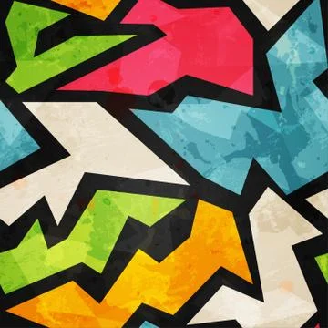 Graffiti mosaic seamless pattern with grunge effect Stock Illustration
