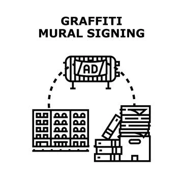 Graffiti mural signing concept vector illustration artwork Ilustración de archivo