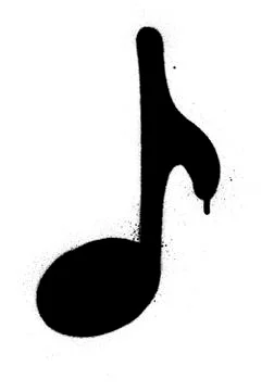 Graffiti musical note sprayed in black over white Stock Illustration