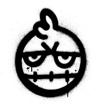 Graffiti naughty monster icon sprayed in black over white Stock Illustration