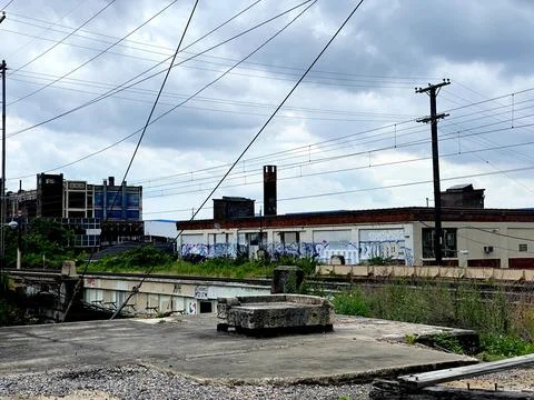 Graffiti near Elevated Train Tracks in Philadelphia Stock Photos