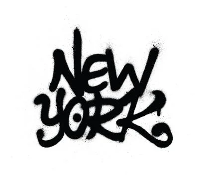 Graffiti New York word sprayed in black over white Stock Illustration