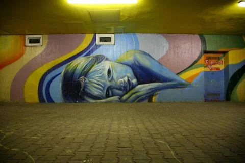 Graffiti at night Stock Photos