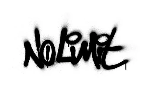 Graffiti no limit text sprayed in black over white Stock Illustration