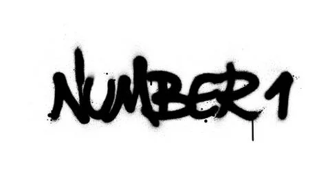 Graffiti number 1 text sprayed in black over white Illustrazione stock