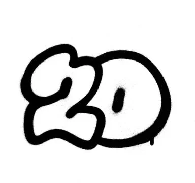Graffiti number 20 twenty sprayed in black over white Stock Illustration