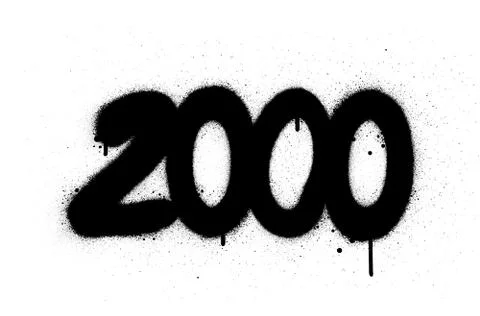 Graffiti number 2000 sprayed in black over white Illustrazione stock