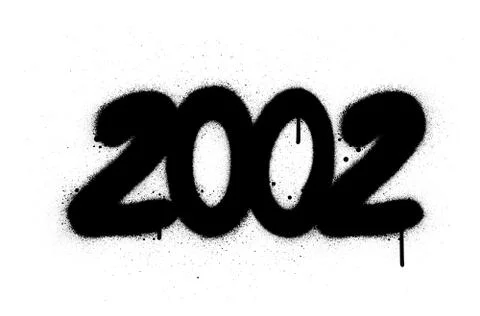 Graffiti number 2002 sprayed in black over white Stock Illustration