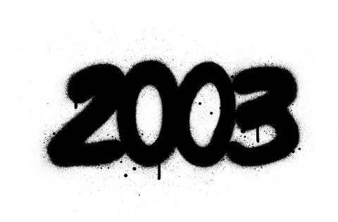 Graffiti number 2003 sprayed in black over white Stock Illustration