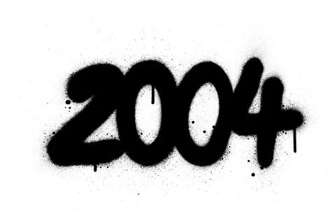 Graffiti number 2004 sprayed in black over white Stock Illustration