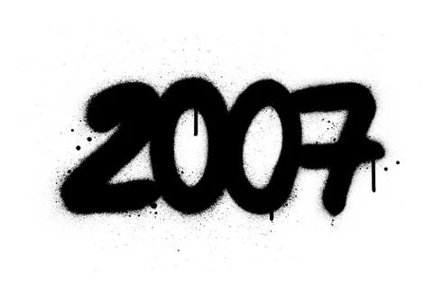 Graffiti number 2007 sprayed in black over white Stock Illustration