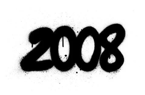 Graffiti number 2008 sprayed in black over white Stock Illustration