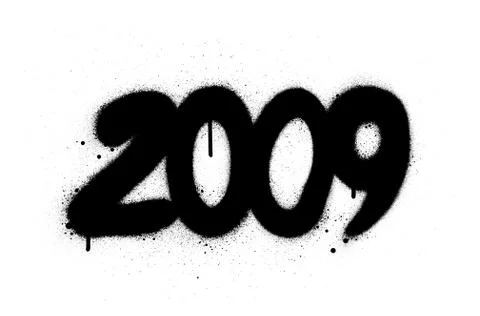 Graffiti number 2009 sprayed in black over white Stock Illustration
