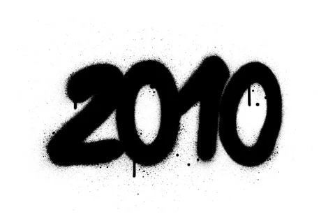 Graffiti number 2010 sprayed in black over white Illustrazione stock