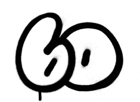 Graffiti number 60 sixty sprayed in black over white Stock Illustration