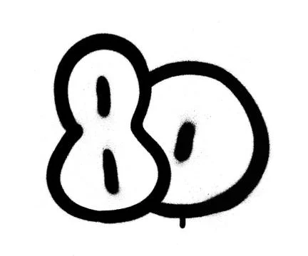 Graffiti number 80 eighty sprayed in black over white Stock Illustration