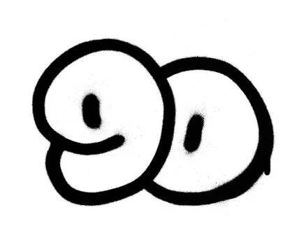 Graffiti number 90 ninety sprayed in black over white Stock Illustration