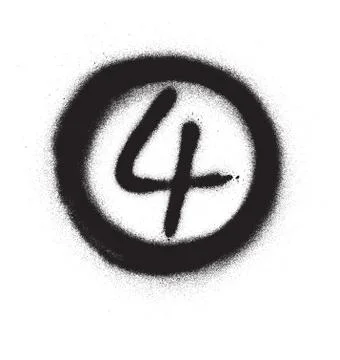 Graffiti number four 4 in circle sprayed in black over white Stock Illustration