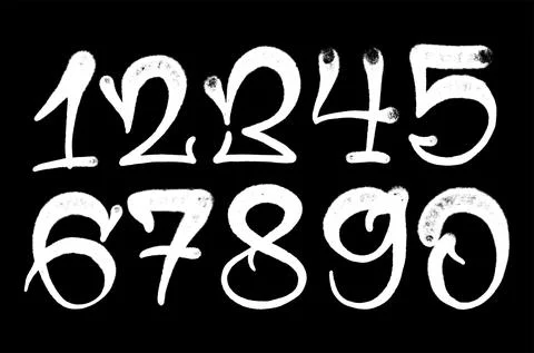 Graffiti numbers. set of numbers in the style of graffiti spray paint Stock Illustration