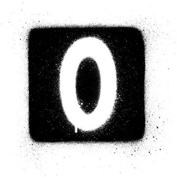 Graffiti O font sprayed in white over black square Stock Illustration
