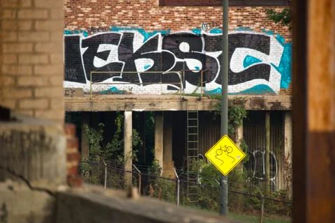 Graffiti On old Building Stock Photos