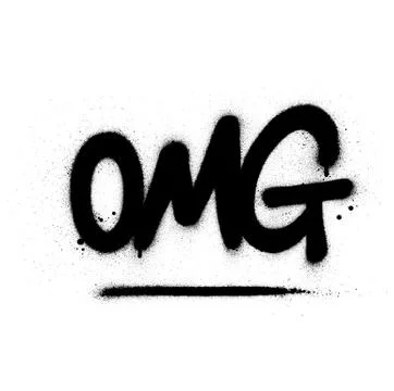 Graffiti omg abbreviation sprayed in black fat fonts Stock Illustration